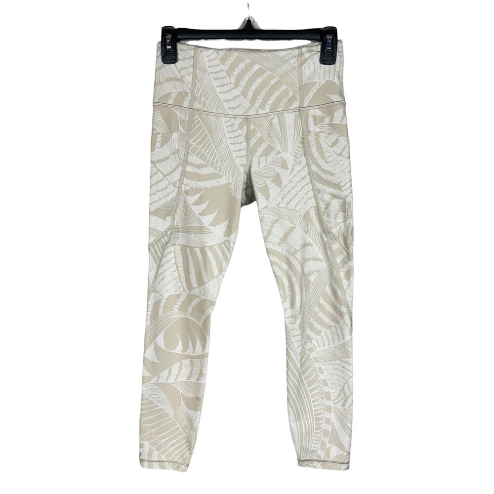Athleta Petite Small Salutation Zuma Stash Pocket 7/8 Leggings Pull-On Yoga Tan